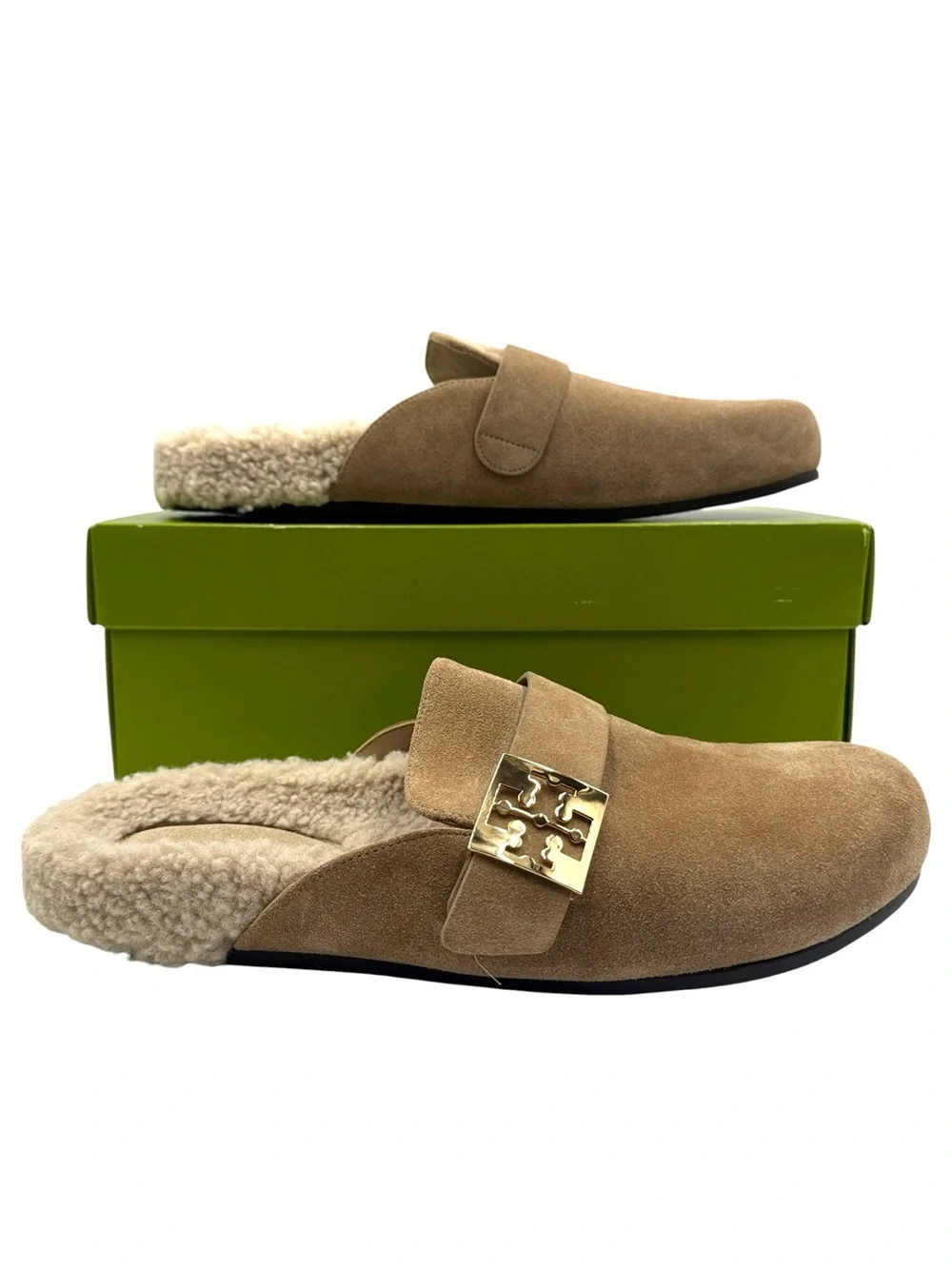 Tory Burch Mellow Shearling Mule Suede Shoes Size 11